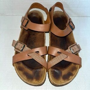 Birki's By Birkenstock Lillie Brown Plaid Ankle Strap Sandals Size 250 W 8 M 6